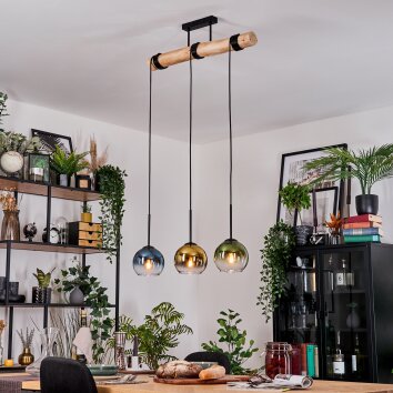Koyoto Lámparas suspendidas, Luminarias esféricas, Lámparas colgantes Crudo, Negro, 3 luces