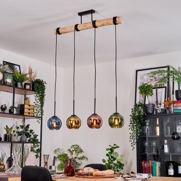 Koyoto Lámparas suspendidas, Luminarias esféricas, Lámparas colgantes Crudo, Negro, 4 luces