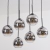 Koyoto Lámparas suspendidas, Luminarias esféricas, Lámparas colgantes Cromo, Transparente, Ahumado, 6 luces