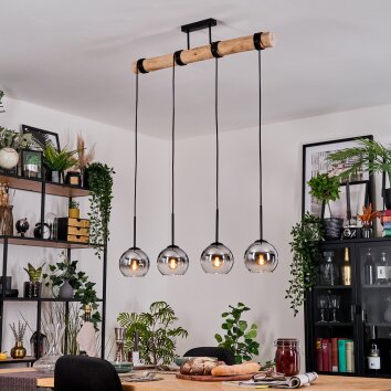 Koyoto Lámparas suspendidas, Luminarias esféricas, Lámparas colgantes Crudo, Negro, 4 luces