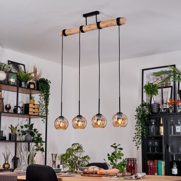 Koyoto Lámparas suspendidas, Luminarias esféricas, Lámparas colgantes Crudo, Negro, 4 luces