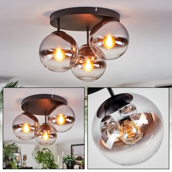 Gastor Plafones, Luminarias esféricas Cromo, Transparente, Ahumado, 3 luces Gastor Plafones, Luminarias esféricas Cromo, Transparente, Ahumado, 3 luces