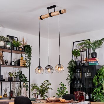 Koyoto Lámparas suspendidas, Luminarias esféricas, Lámparas colgantes Crudo, Negro, 3 luces
