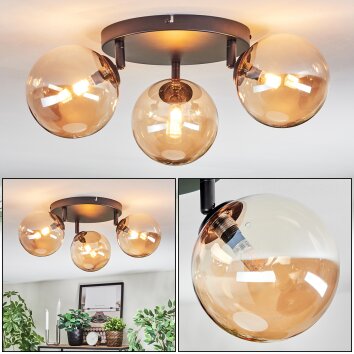 Chehalis Plafones, Luminarias esféricas Colores ámbar, 3 luces