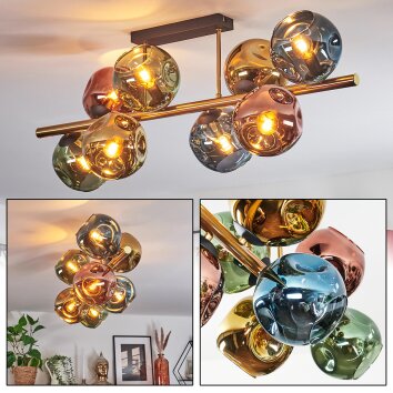 Ripoll Plafones, Luminarias esféricas dorado, Negro, 8 luces