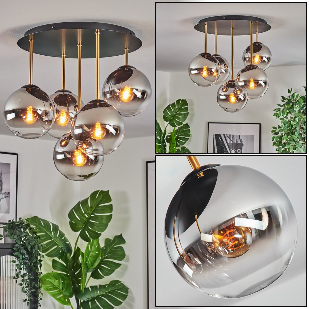 Gastor Plafones, Luminarias esféricas Latón, Negro, 5 luces main product photo