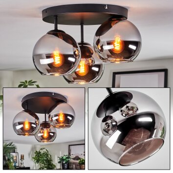 Koyoto Plafones, Luminarias esféricas 30 cm Cromo, Ahumado, 3 luces