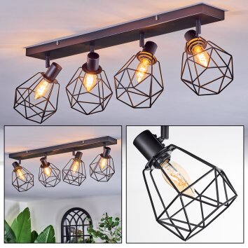 Yaak Plafones, Spot techo Negro, 4 luces