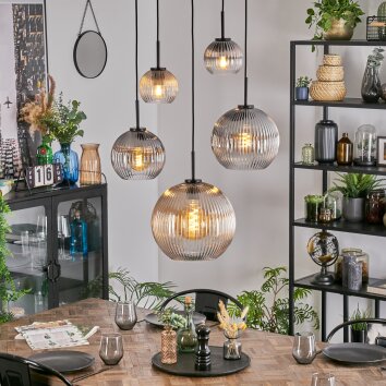 Koyoto Lámparas suspendidas, Luminarias esféricas, Lámparas colgantes Colores ámbar, Transparente, Ahumado, 5 luces