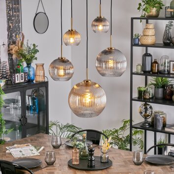 Koyoto Lámparas suspendidas, Luminarias esféricas, Lámparas colgantes dorado, Negro, 5 luces