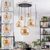 Koyoto Lámparas suspendidas, Luminarias esféricas, Lámparas colgantes dorado, Negro, 5 luces
