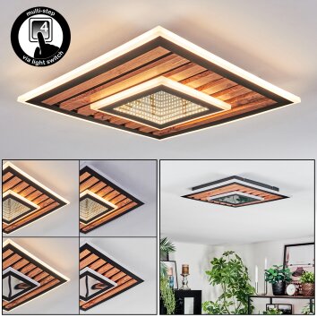 Meron Plafones LED Color madera, Negro, 1 luz