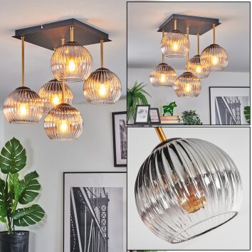 Ripoll Plafones, Luminarias esféricas dorado, Negro, 5 luces