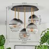 Koyoto Plafones, Luminarias esféricas 45 cm Latón, Negro, 5 luces