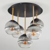 Koyoto Plafones, Luminarias esféricas 45 cm Latón, Negro, 5 luces