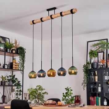 Koyoto Lámparas suspendidas, Luminarias esféricas, Lámparas colgantes Crudo, Negro, 5 luces