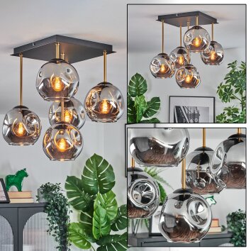 Ripoll Plafones, Luminarias esféricas dorado, Negro, 5 luces