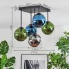Gastor Plafones, Luminarias esféricas 37 cm Azul, Cromo, Verde, Ahumado, 5 luces
