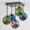 Gastor Plafones, Luminarias esféricas 37 cm Azul, Cromo, Verde, Ahumado, 5 luces