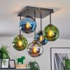 Gastor Plafones, Luminarias esféricas 37 cm Azul, Cromo, Verde, Ahumado, 5 luces