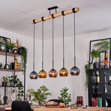 Koyoto Lámparas suspendidas, Luminarias esféricas, Lámparas colgantes Crudo, Negro, 5 luces