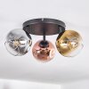 Ripoll Plafones, Luminarias esféricas Cromo, dorado, Transparente, Color cobre, Ahumado, 3 luces