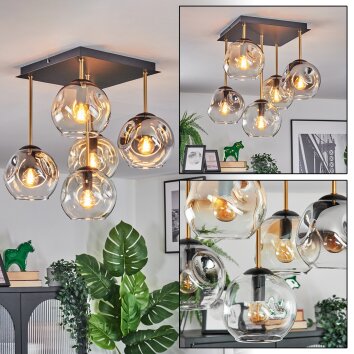 Ripoll Plafones, Luminarias esféricas dorado, Negro, 5 luces