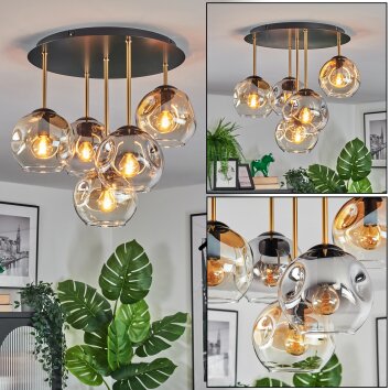 Ripoll Plafones, Luminarias esféricas Latón, Negro, 5 luces