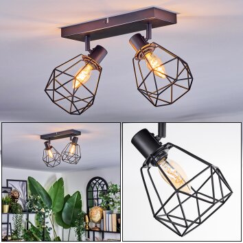 Yaak Plafones, Spot techo Negro, 2 luces