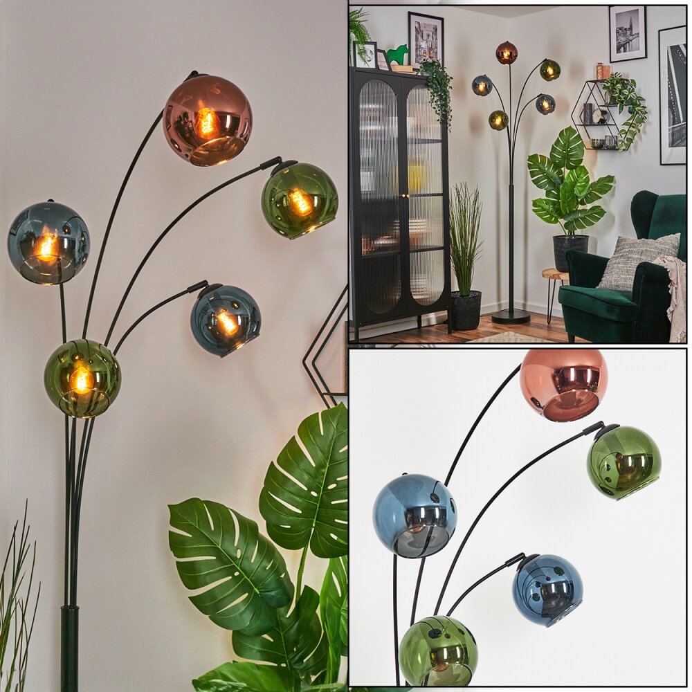 Koyoto Luminarias esféricas, Lámpara de pie Azul, Verde, Color cobre, 5 luces main product photo