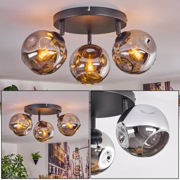 Ripoll Plafones, Luminarias esféricas Cromo, Ahumado, 3 luces