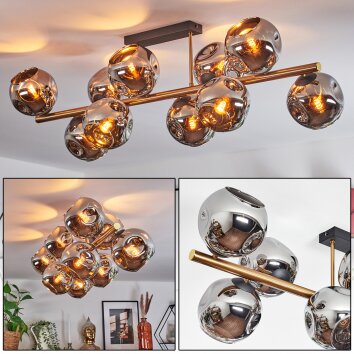 Ripoll Plafones, Luminarias esféricas dorado, Negro, 10 luces