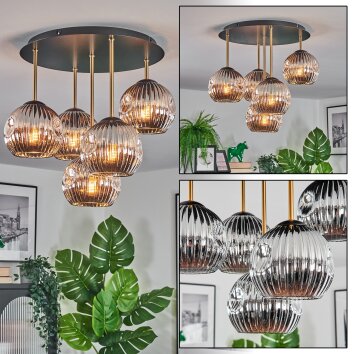 Ripoll Plafones, Luminarias esféricas Latón, Negro, 5 luces