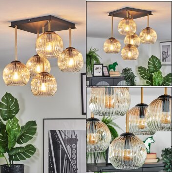 Ripoll Plafones, Luminarias esféricas dorado, Negro, 5 luces Ripoll Plafones, Luminarias esféricas dorado, Negro, 5 luces