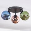 Koyoto Plafones, Luminarias esféricas Azul, Verde, Color cobre, 3 luces