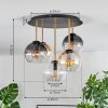 Koyoto Plafones, Luminarias esféricas 45 cm Latón, Negro, 5 luces