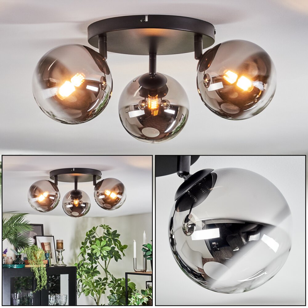 Chehalis Plafones, Luminarias esféricas 49 cm Cromo, Transparente, Ahumado, 3 luces main product photo