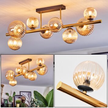 Chehalis Plafones, Luminarias esféricas dorado, Negro, 8 luces