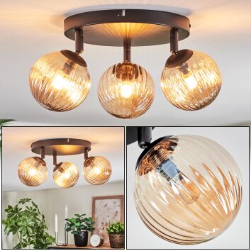 Chehalis Plafones, Luminarias esféricas Colores ámbar, 3 luces