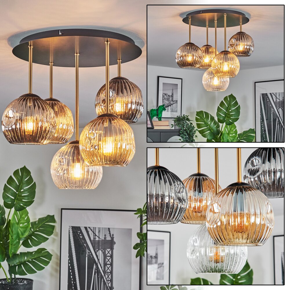 Ripoll Plafones, Luminarias esféricas Latón, Negro, 5 luces main product photo