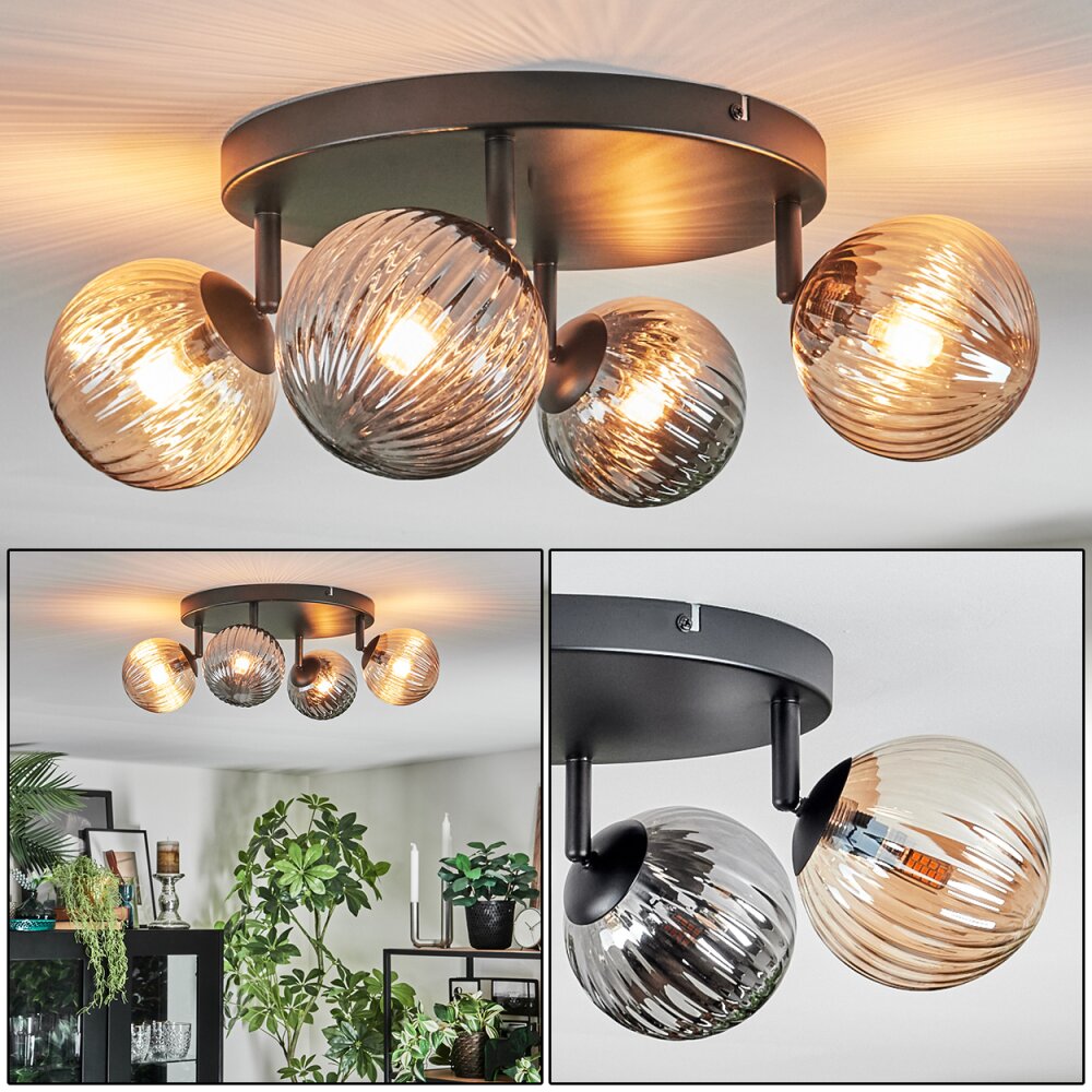 Chehalis Plafones, Luminarias esféricas Colores ámbar, Ahumado, 4 luces main product photo