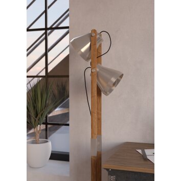 Lámparas Eglo CAWTON Lámpara de pie Marrón, Acero bruñido, 2 luces
