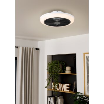 Lámparas Eglo mit lámpara ventilador de techo LED Negro, Blanca, Mando a distancia