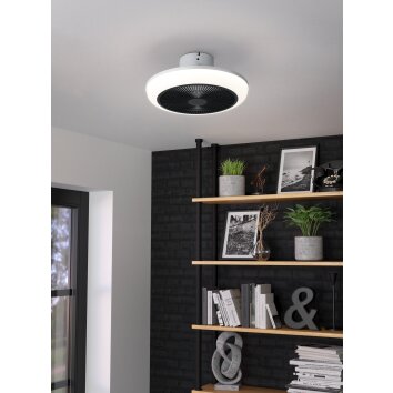 Lámparas Eglo mit lámpara ventilador de techo LED Negro, Blanca, Mando a distancia