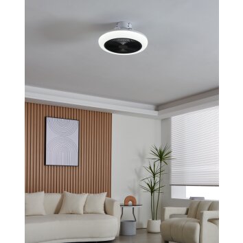 Lámparas Eglo mit lámpara ventilador de techo LED Negro, Blanca, Mando a distancia