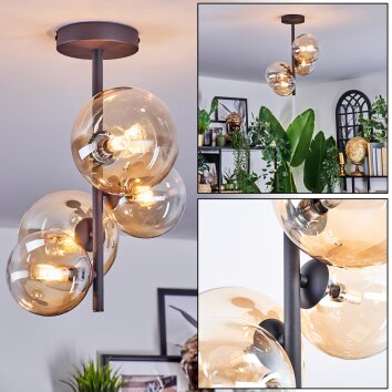 Chehalis Plafones, Luminarias esféricas 33 cm Colores ámbar, Transparente, 4 luces