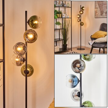 Koyoto Luminarias esféricas, Lámpara de pie Azul, dorado, Verde, Transparente, Ahumado, 5 luces