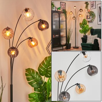 Koyoto Luminarias esféricas, Lámpara de pie Colores ámbar, Transparente, Ahumado, 5 luces