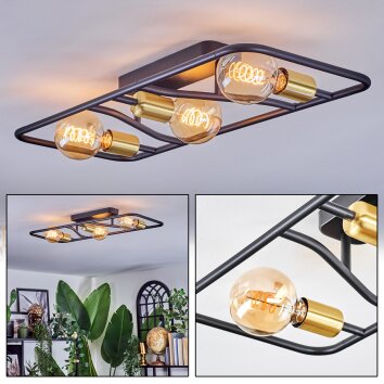 Moral Plafones Latón, Negro, 3 luces Moral Plafones Latón, Negro, 3 luces