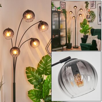 Koyoto Luminarias esféricas, Lámpara de pie Transparente, Ahumado, 5 luces